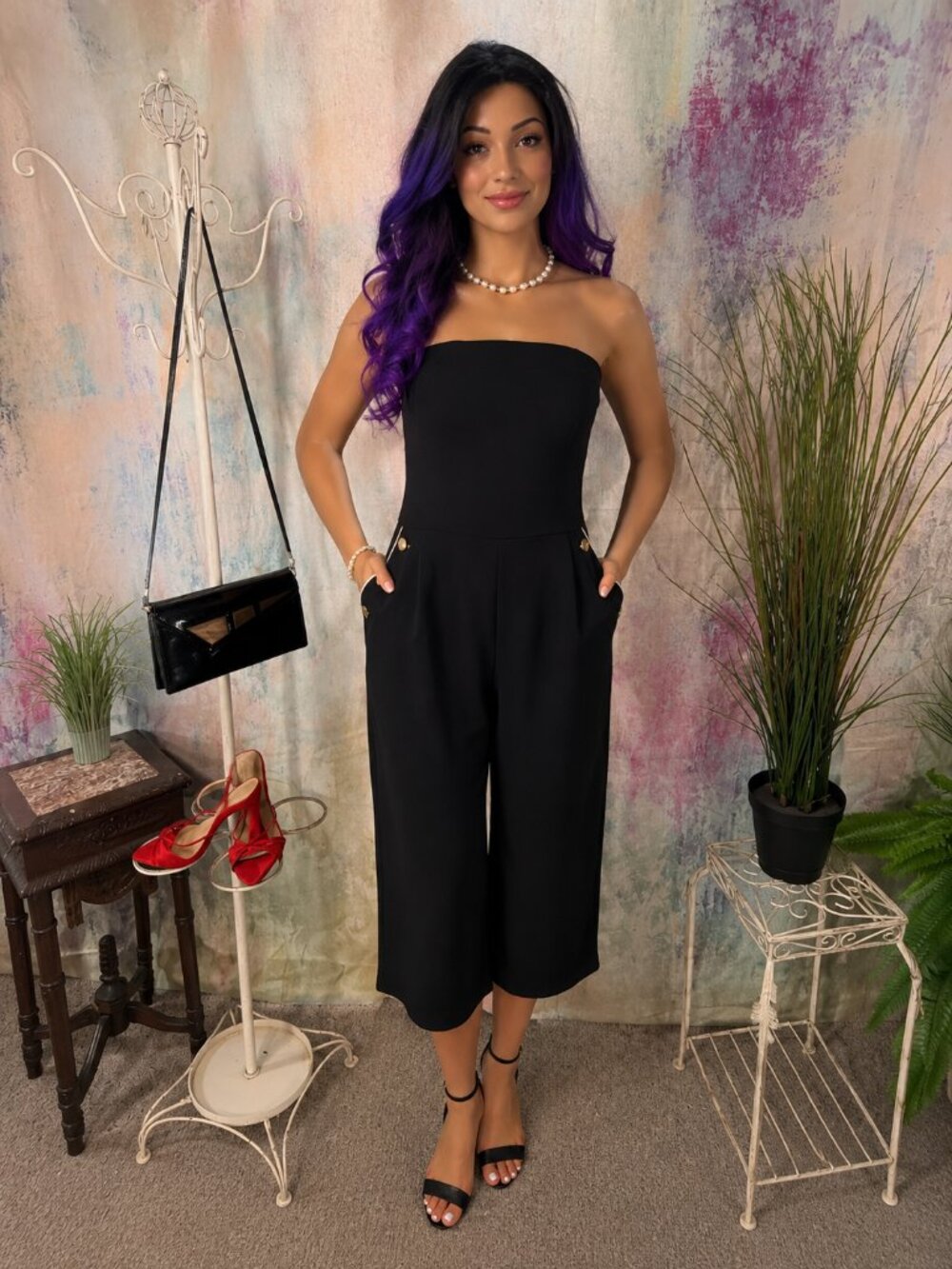 📌The Limited Strapless Below the Knees Jumpsuit with Pockets